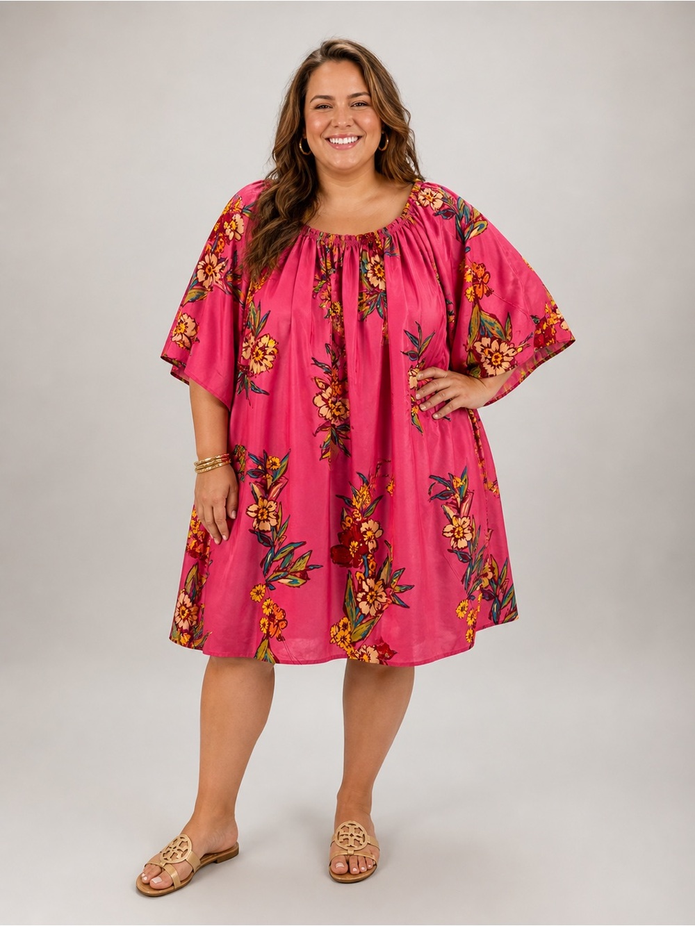 Free People Pink Floral Tie-Shoulder Dress